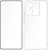 Case Geschikt voor Xiaomi 13T en 13T Pro siliconengel en 9H gehard glas, Zwart