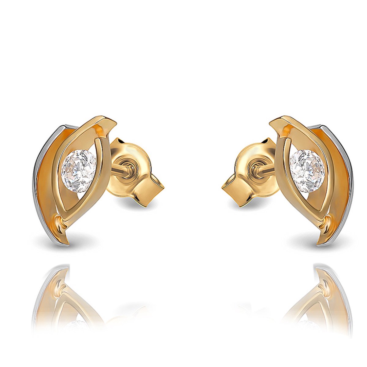 Juwelier Zwartevalk - 14 karaat gouden bicolor oorbellen - 12.318