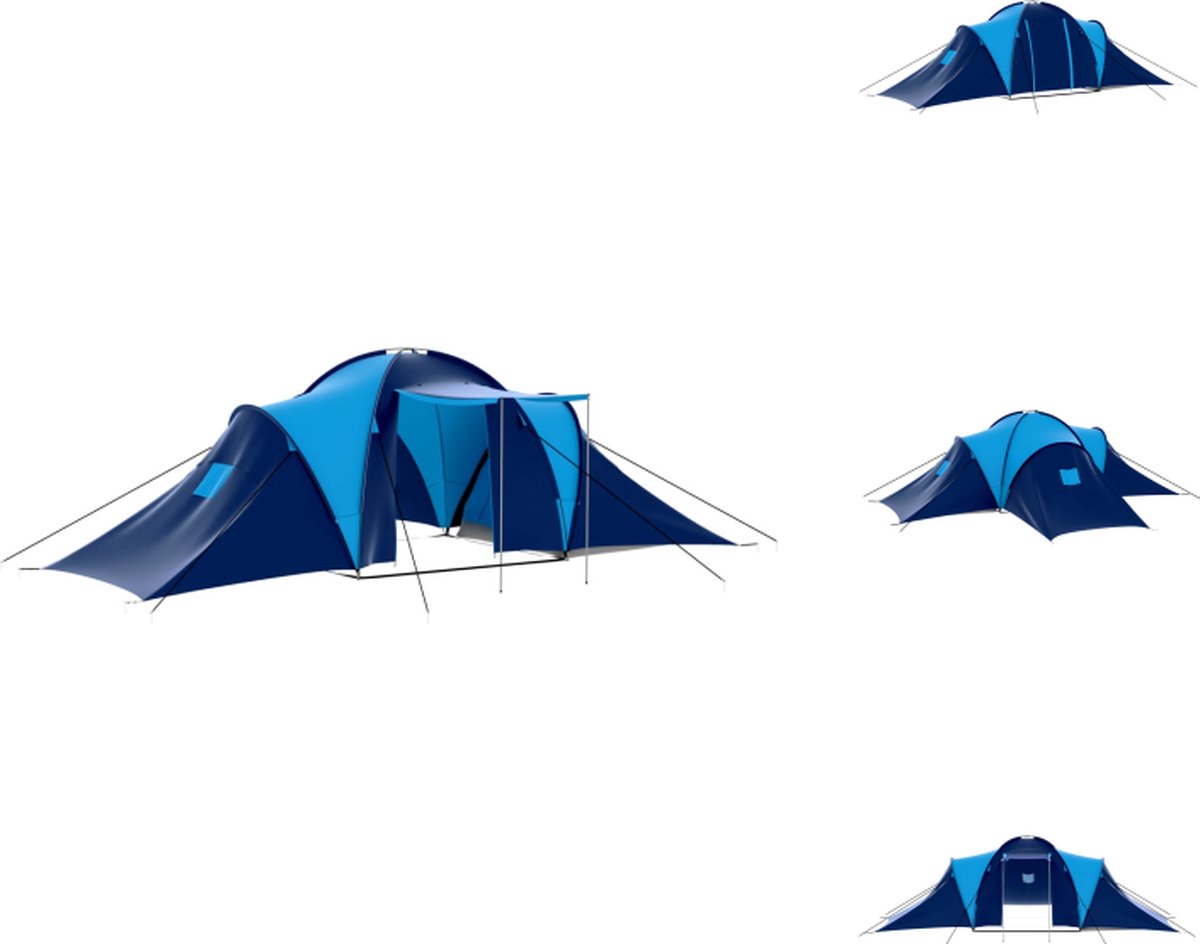 vidaXL Tent - Grote tent - 590x400x185 cm - 9-persoons - ademend - donkerblauw - Tent