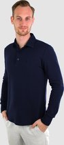 Vercate - Heren Polo Lange Mouw - Strijkvrij Poloshirt - Marine Blauw - Navy - Slim Fit - Excellent Katoen - Maat L