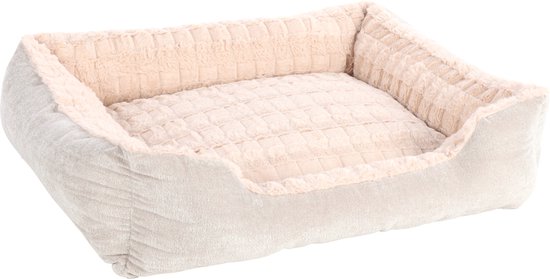 Hondenmand – hondenkussen – hondenbed – Flamingo Verona Rechthoekig ��� beige – 80x67x22 cm – pluche mand met afneembare hoes en antislip bodem – wasbaar op 30°C
