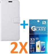 Portemonnee Book Case Hoesje + 2x Screenprotector Glas Geschikt voor: iPhone 14 Plus - Wit