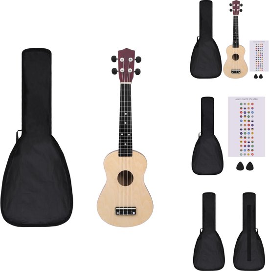 Ukulélé soprano vidaXL - 23 - Bois clair - Tilleul - 61 cm - 20,5 cm - 7 cm - 39 cm - Instrument à cordes