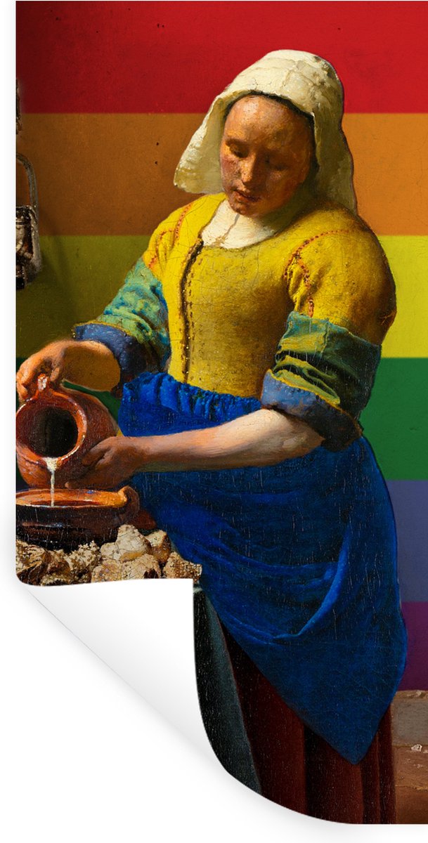 Muurstickers - Sticker Folie - Melkmeisje - Pride - Vermeer - 40x80 cm - Plakfolie - Muurstickers Kinderkamer - Zelfklevend Behang - Zelfklevend behangpapier - Stickerfolie