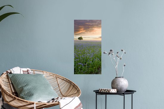 Stickers muraux - Coucher de soleil - Fleurs - Couleurs - 20x40 cm - Film adhésif