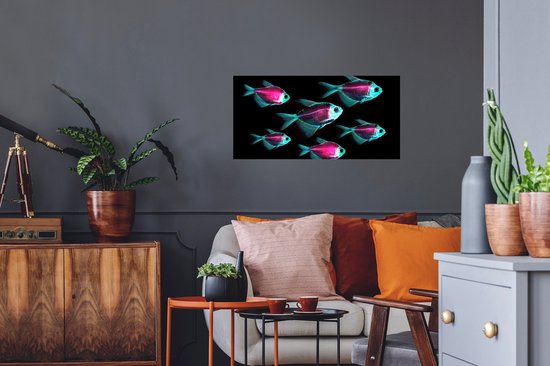 Stickers muraux - Film autocollant - Poisson - Violet - Blauw - 80x40 cm - Film adhésif - Stickers muraux Chambre d'enfant - Papier peint autocollant