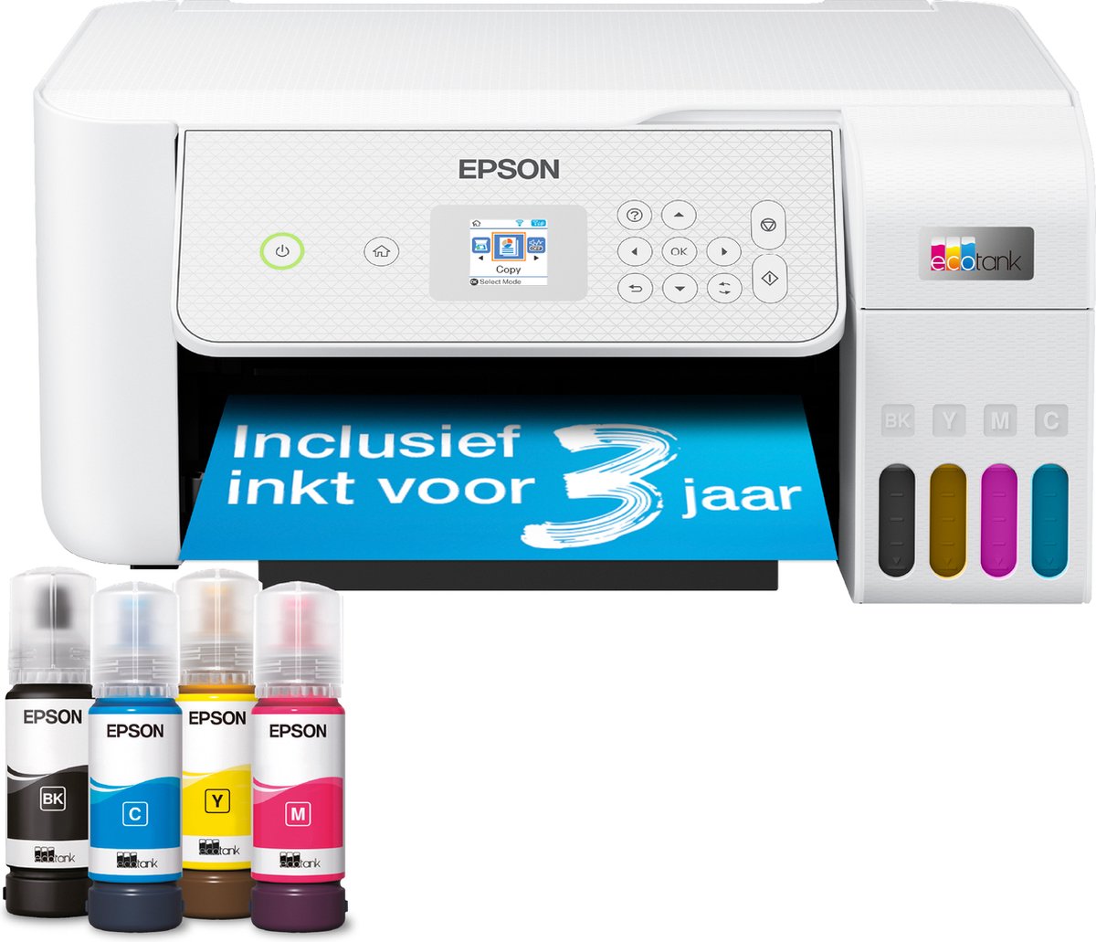 Epson EcoTank ET-2876 - All-in-One Inkttank Printer - Inclusief tot 3 jaar inkt - Wit op Prijzenvolger.com