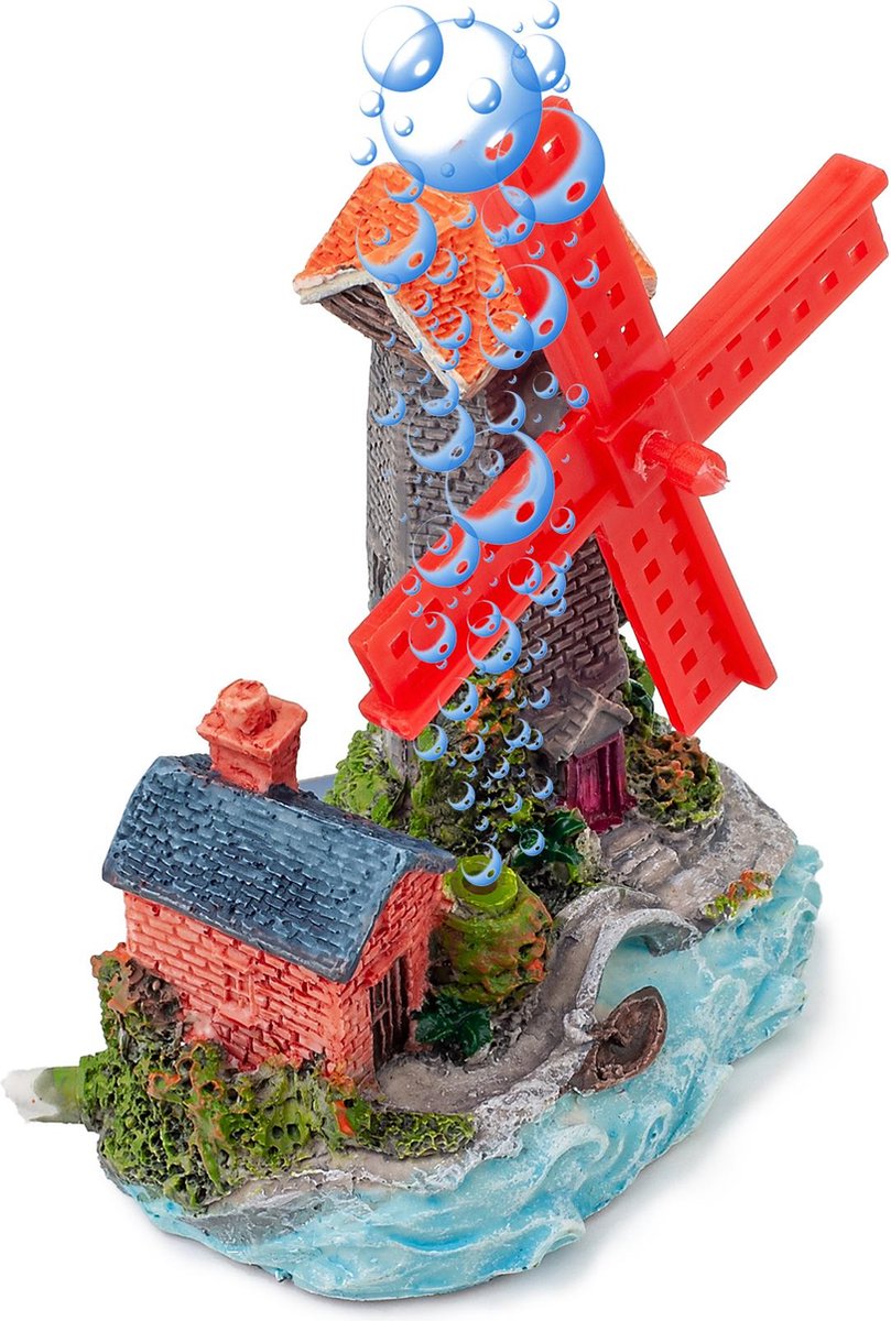 Happet - Aquarium House With Windmill Decoration Happet R153 8 Cm - S-r153sh - 1st