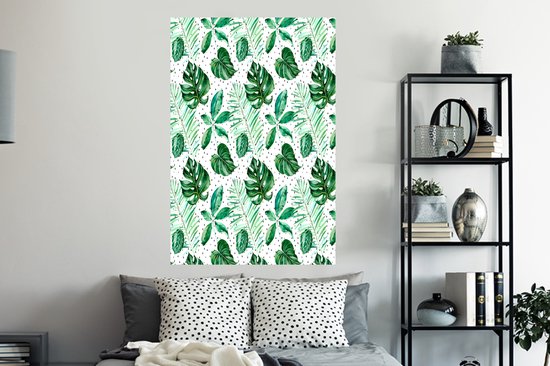 Stickers muraux - Vintage - Feuilles - Pois - 80x120 cm - Film Adhésif