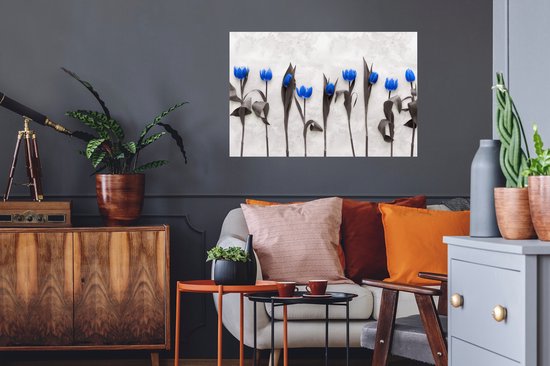 Stickers muraux - Film autocollant - Fleurs - Tulipes - Blauw - 90x60 cm - Film adhésif - Stickers muraux muraux Chambre d'enfant - Papier peint autocollant - Papier peint autocollant - Film autocollant