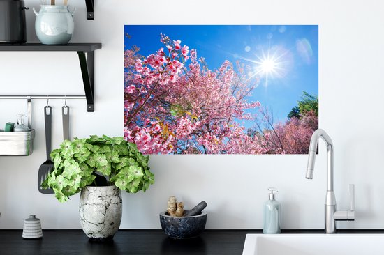 Stickers muraux - Sakura - Fleurs - Rose - 60x40 cm - Feuille adhésive