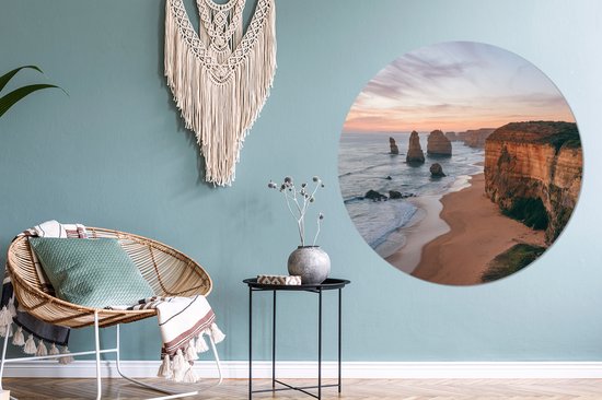 Cercle mural - Cercle mural Indoor - ⌀ 150 cm - Plastique - Plage - Sable - Mer - Pierre