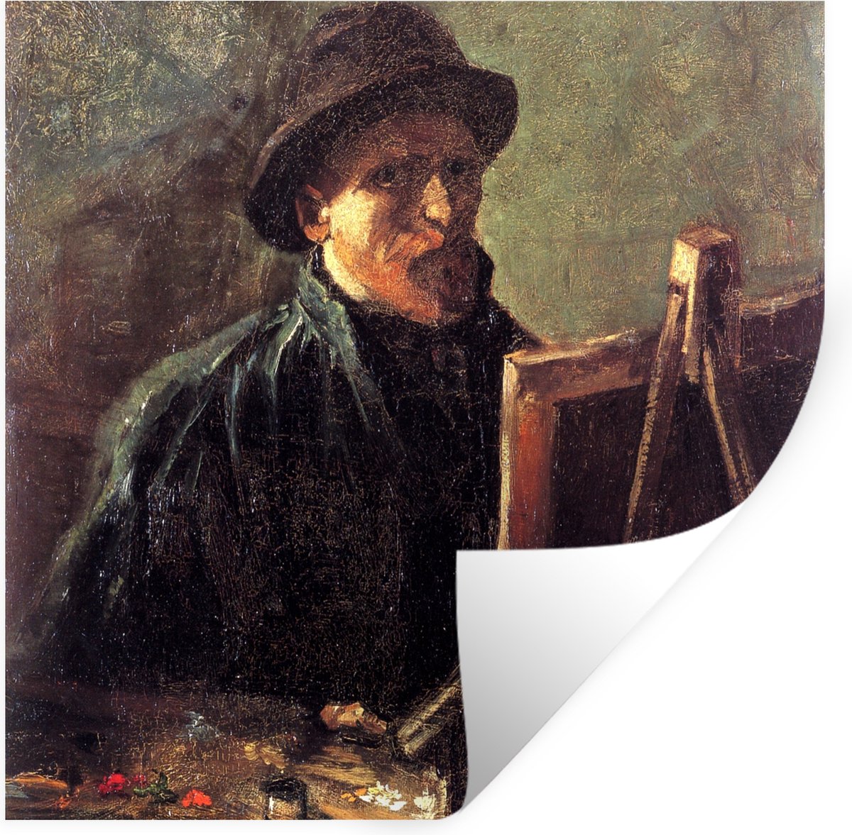 Muurstickers - Sticker Folie - Zelfportret als schilder - Vincent van Gogh - 120x120 cm -