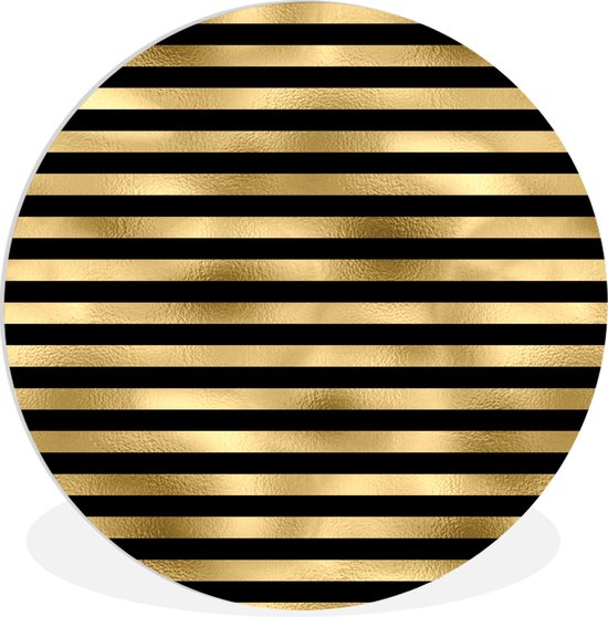 WallCircle - Wandcirkel ⌀ 30 - Patronen - Zwart - Goud - Ronde schilderijen woonkamer - Wandbord rond - Muurdecoratie cirkel - Kamer decoratie binnen - Wanddecoratie muurcirkel - Woonaccessoires