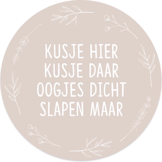 Label2X - Schilderij - Kids Kusje Hier Wreath Dibond - Multicolor