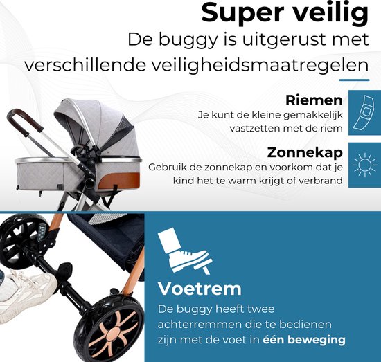 Lunola Nova - Kinderwagen 3-in-1 - incl. autostoel - 0-20kg - XXL - Multifunctionele Buggy 3in1 - Lichtgrijs van Lunola Nova — afbeelding 3