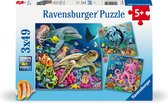Ravensburger puzzel Betoverende onderwaterwereld - Drie puzzels - 49 stukjes - kinderpuzzel