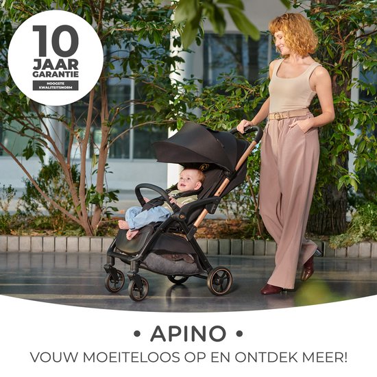 Kinderkraft APINO - Kinderwagen - Automatisch opvouwbaar, Lichtgewicht (7,5 kg), Geschikt tot 24 kg, 4-Positie Rugleuning, Grote Onderdelen, Ideaal voor Stad en Reizen, Regelbare Voetsteun, 5-Punts Veiligheidsgordel, Ventilatiepaneel - Dune Beige van Kinderkraft — afbeelding 4