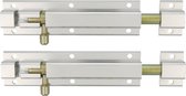 AMIG schuifslot/plaatgrendel - 2x - aluminium - 25cm - zilver - incl schroeven - deur - raam