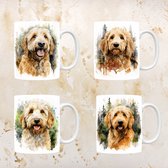 Goldendoodle mokken set van 4, servies voor hondenliefhebbers, hond, thee mok, beker, koffietas, koffie, cadeau, moeder, oma, pasen decoratie, kerst, verjaardag