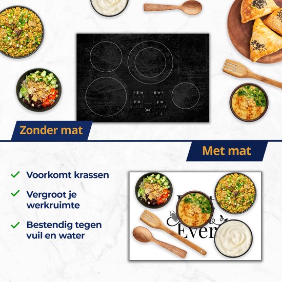Chefcare Inductie Beschermer Best mom ever - Moederdag - Mama - Zwart Wit - 78x52 cm - Afdekplaat Inductie - Kookplaat Beschermer - Inductie Mat