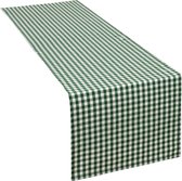 Tafelloper 40 x 150 cm donkergroen/wit geruit (kleur en grootte naar keuze) - hoogwaardige tafelloper van 100% katoen in Scandinavische landhuisstijl