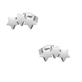 Aramat jewels ® - Zweerknopjes oorbellen 3 sterren zilverkleurig chirurgisch staal 10mm x 5mm