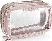 Organiseur de trousse de maquillage de voyage transparent – ​​Petite trousse de toilette portable pour aéroport, rose, S, trousse de beauté