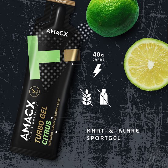 Amacx Turbo Gel - Sportgel - Energy Gel - Energiegel - Citrus - 12 pack — afbeelding 4