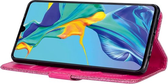 Étui portefeuille - Étui portefeuille - Fermeture éclair à Glitter scintillantes - Étui de téléphone avec Kord Convient pour : Samsung Galaxy A34 4G & 5G - Rose