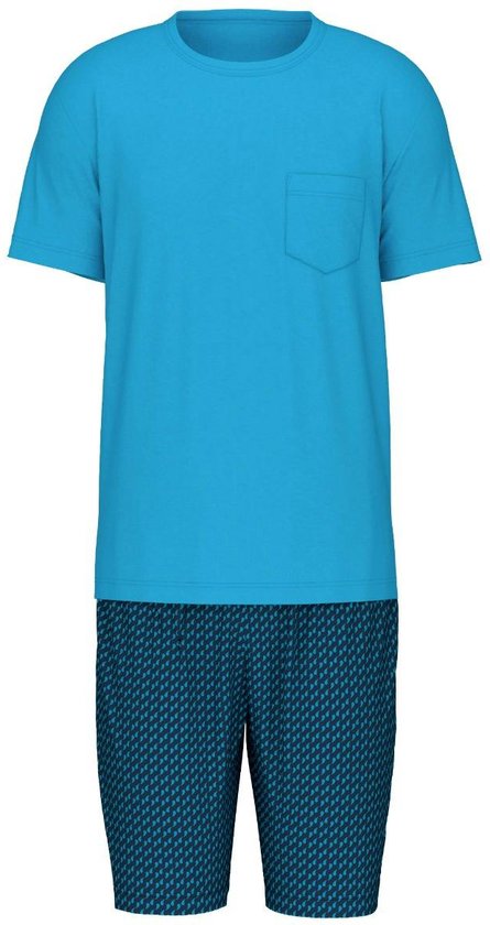 Calida Relax Imprint Pyjama korte broek - 398 Blue - maat M (M) - Heren Volwassenen - 100% katoen- 47087-398-M