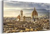 Wanddecoratie Metaal - Aluminium Schilderij Industrieel - Italië - Zonsondergang - Florence - 80x40 cm - Dibond - Foto op aluminium - Industriële muurdecoratie - Voor de woonkamer/slaapkamer