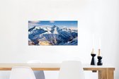 Wanddecoratie Metaal - Aluminium Schilderij Industrieel - Alpen - Berg - Sneeuw - 80x40 cm - Dibond - Foto op aluminium - Industriële muurdecoratie - Voor de woonkamer/slaapkamer