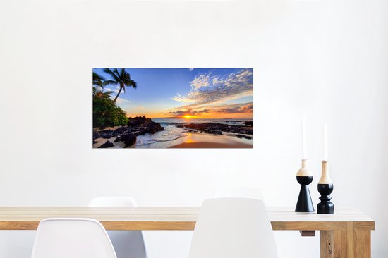 Décoration murale Métal - Aluminium Peinture Industrielle - Plage - Mer - Coucher de soleil - Hawaï - 120x60 cm - Dibond - Photo sur aluminium - Décoration murale industrielle - Pour le salon / chambre