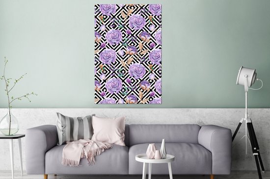 Wanddecoratie Metaal - Aluminium Schilderij Industrieel - Bloemen - Rozen - Abstract - 120x180 cm - Dibond - Foto op aluminium - Industriële muurdecoratie - Voor de woonkamer/slaapkamer