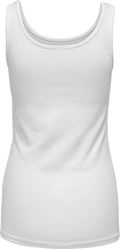 Achterkant van een witte mouwloze top.