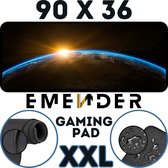 EMENDER - Muismat XXL Professionele Bureau Onderlegger – Sunrise from ISS - Gaming Muismat - Bureau Accessoires Anti-Slip Mousepad - 90x36 - Zwart
