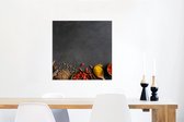 Wanddecoratie Metaal - Aluminium Schilderij Industrieel - Kruiden - Eten - Specerijen - Zwart - Paprika - Kaneel - 50x50 cm - Dibond - Foto op aluminium - Industriële muurdecoratie - Voor de woonkamer/slaapkamer