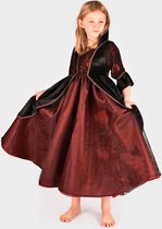 Den Goda Fen Verkleedkledij Vampier Koningin - Velvet, chiffon jurk - 110-116cm - 4-6 jaar - Rood/Zwart