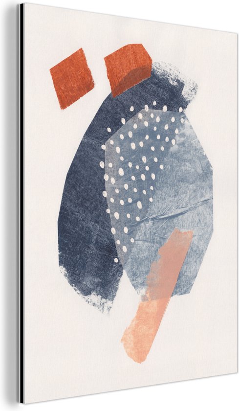 Décoration murale Métal - Peinture Aluminium Industriel - Abstrait - Formes - Blauw - Points - 90x120 cm - Dibond - Photo sur aluminium - Décoration murale industrielle - Pour le salon/chambre