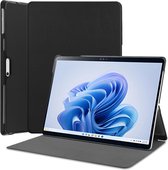 Laptop Hoes Geschikt voor Microsoft Surface Pro 9 | Book Case met Standaard | Kunstlederen Beschermhoes | Tri-fold | Zwart