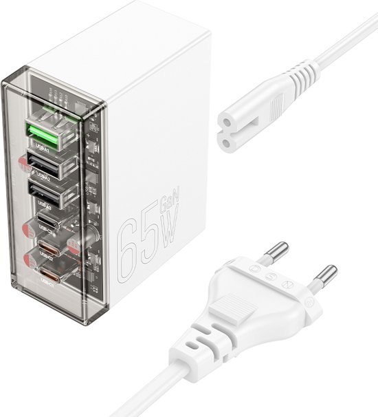 Hoco N36 Krachtige Snellader met 6 Poorten 3 x USB-A 3 x USB-C