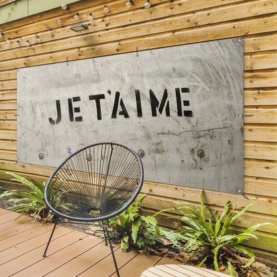 Schuttingposter Quotes - Je t'aime - Ik hou van jou - Frans - Liefde - 200x100 cm - Tuindoek