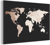 Décoration murale Métal - Peinture Aluminium - Carte du Wereldkaart - Marron - Noir - 180x120 cm