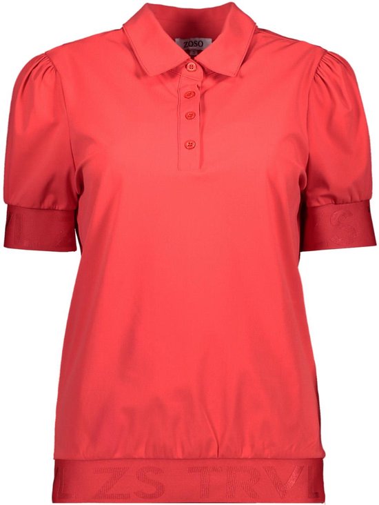Zoso T-shirt Britney Travel Blouse With Tricotband 241 0019 Red Dames
