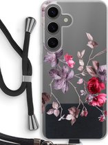 Case Company® - Hoesje met koord geschikt voor Samsung Galaxy S24 hoesje met Koord - Mooie bloemen - Telefoonhoesje met Zwart Koord - Bescherming aan alle Kanten en Over de Schermrand