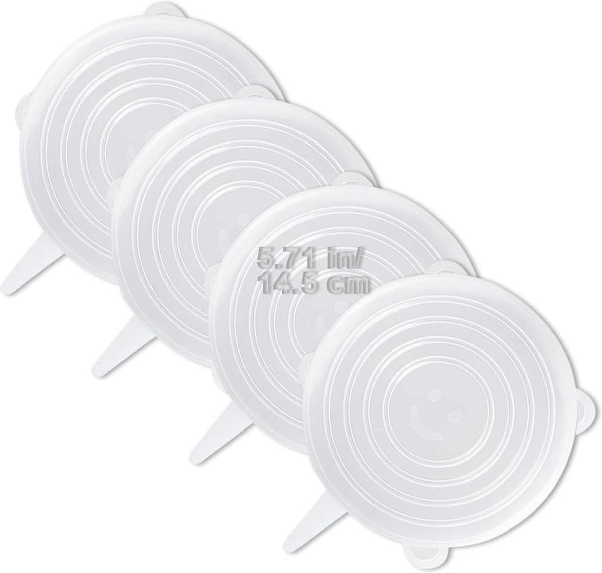 4-pack siliconen stretchdeksels van dezelfde grootte, dikkere herbruikbare siliconen containerafdekking, uitbreidbare voedselopslaghoezen, vaatwasser- en vriezerbestendig 14,5 cm