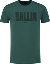 Ballin Amsterdam - Heren Slim fit T-shirts Crewneck SS - Faded Green - Maat L