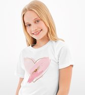 T-shirt voor meisjes met love hart | Pink/Roos | Maat 122