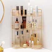 Make-up organisator, cosmetische organisator, parfum organisator, huidverzorging organisator voor badkamer kaptafel (3 lagen, amber)